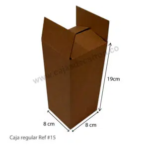 Caja de carton corrugado 4 aletas 8x8x19 cm  ref#15