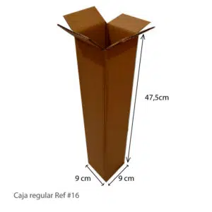Caja de carton corrugado 4 aletas 9x9x47,5 cm ref#16