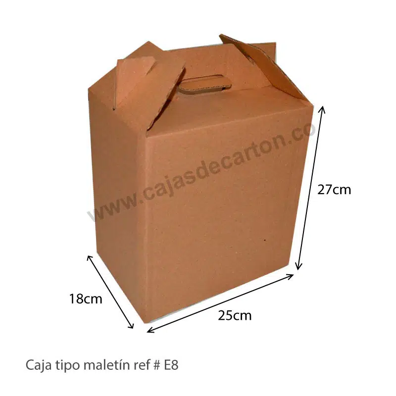 Cajas de carton corrugado especial tipo maletin 25x18x27 cm ref-e8